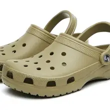 Мужские сланцы на лето, модные пляжные сандалии, повседневные вьетнамки на плоской подошве, мужская обувь с перфорацией