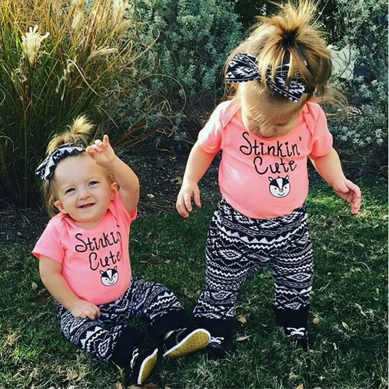 2pcs Newborn Infant Baby Kids Girls T-shirt Tops+Long Pants Outfit Clothes Set