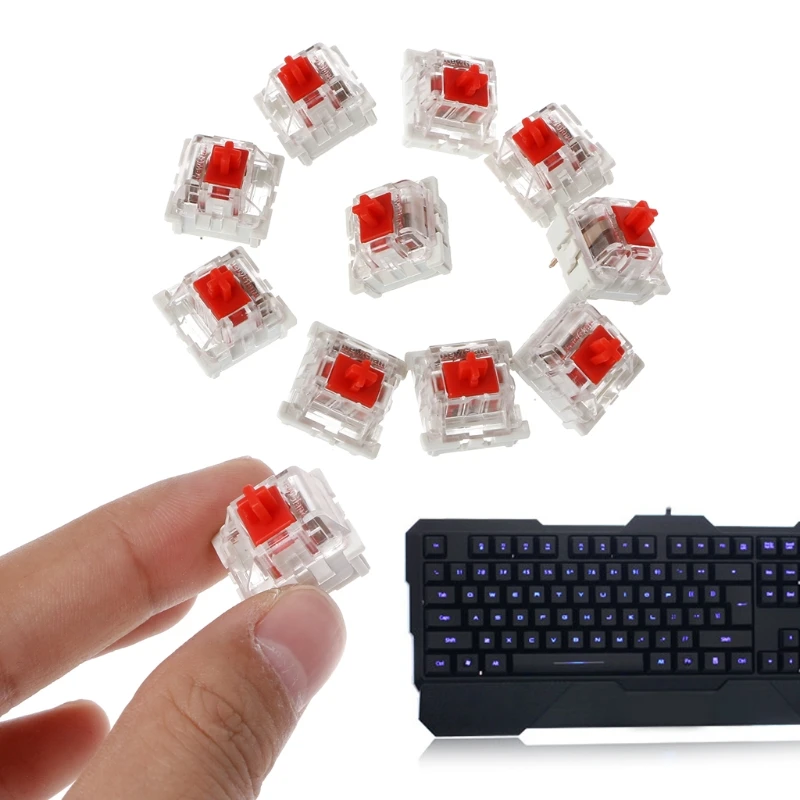 10 шт. 3 Pin механическая клавиатура переключатель Красный Замена для Gateron Cherry MX