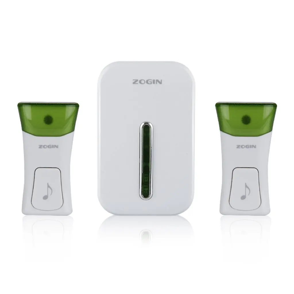 

ZOGIN Carillon bell waterproof two wireless transmitters with 36 melodies with adjustable volume LED white light with green Rang