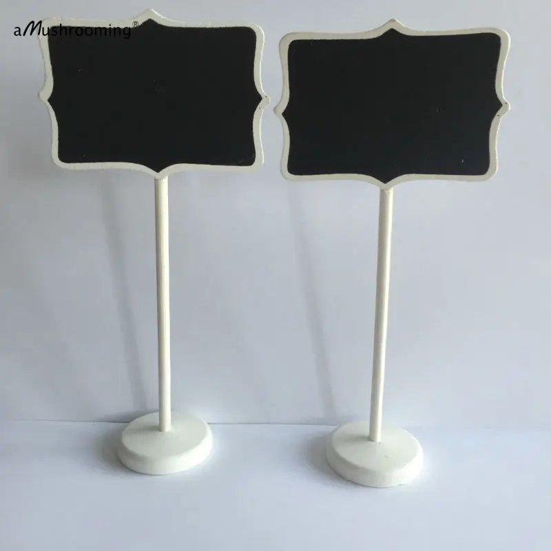 30x Kayu Putih Framed Gulir Kecil Blackboard papan tulis Berdiri Dekorasi Pernikahan Tempat Holder Food Label Meja Dekorasi