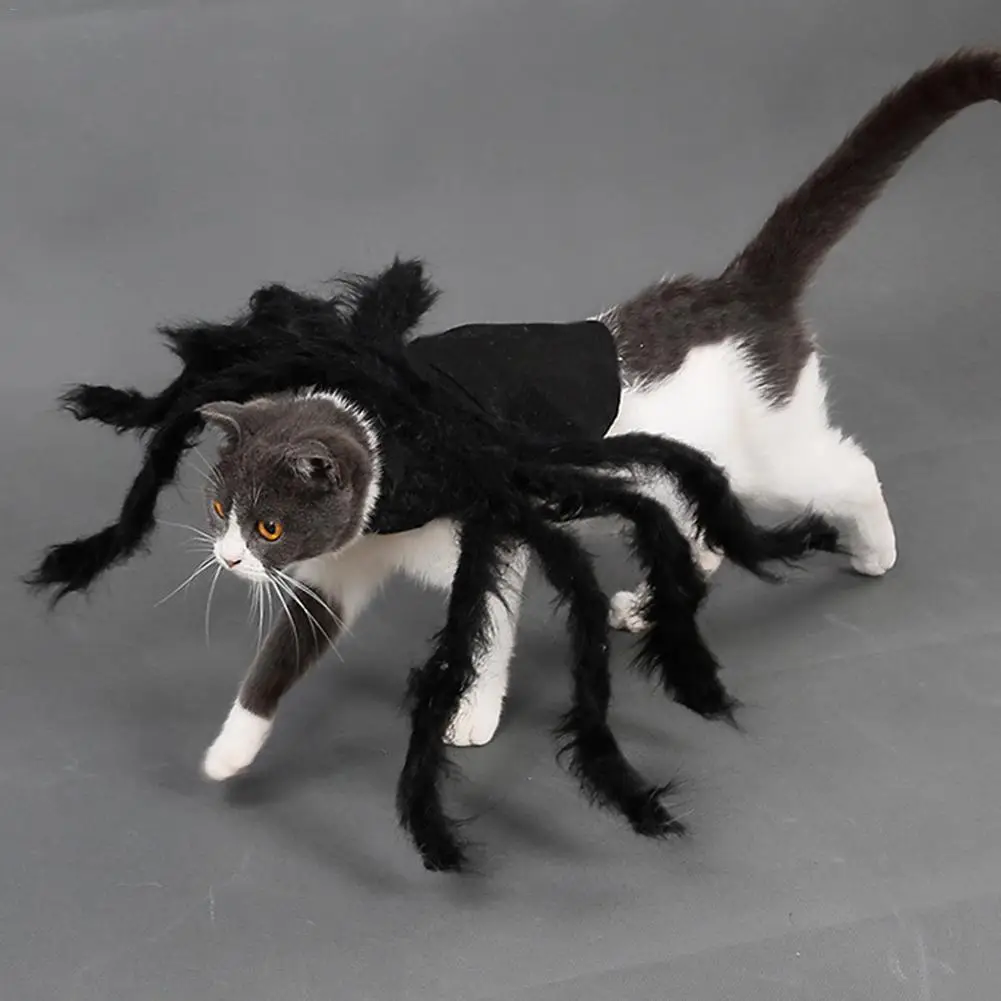 Halloween Spider Cosplay Cat Clothes Puppy Dog Horror Simulation Plush Spiders Dress Up Adjustable Party Performance Costume 20E