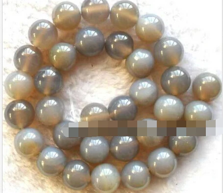 

wb 003223 natural gray agate round loose Beads 15" 5PC