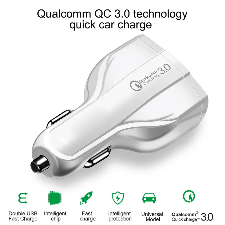 

Universal Dual Port USB Car Charger Quick Charging 3.0 for Iphone X XS 8 Plus Type-C Car Phone Charger for Xiaomi Samsung S9 S8