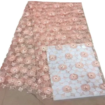 

Latest Nigerian beaded Mesh Lace Fabric with sequins High Quality African sequin lace fabric with beads for dress HJ708-1