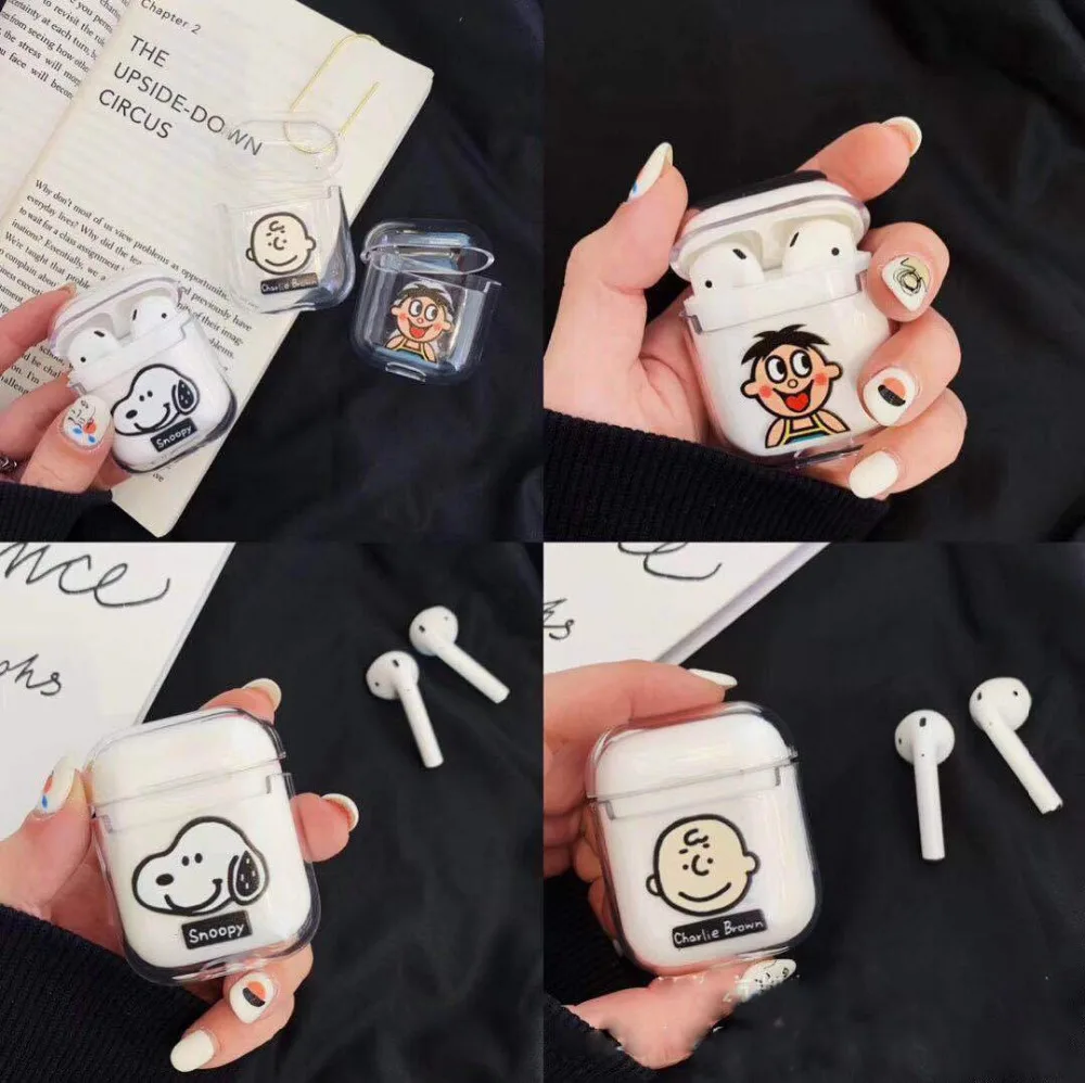 

New Cartoon Pattern Transparent Hard Shell Cover For Apple Airpods1/2 Bluetooth Earphone Cover Case Protective Bag Gifts