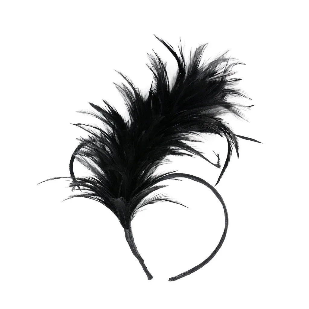 Повязки На Голову женские scrunchie винтажная красочная бурлеска головной убор Flapper страусиное перо необычная головная повязка, аксессуары для волос-30