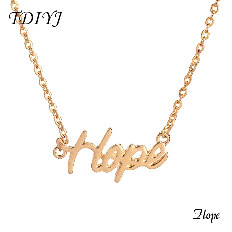 TDIYJ 5Pcs Deluxe Hope Word Necklace Silver 17'' Monogram Choker