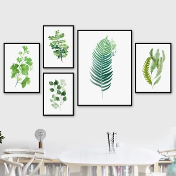 

Watercolor Fern Prints Leaf Botanical Nordic posters and Prints Wall Art Canvas Painting Wall Picture for Living Room Home Decor