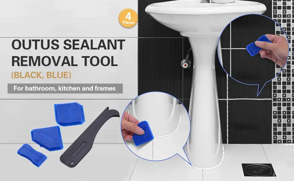 Quality 12 Pieces Caulking Tool Kit Silicone Sealant Finishing Tool Grout Scraper Caulk Remover and Caulk Nozzle and Caulk Caps