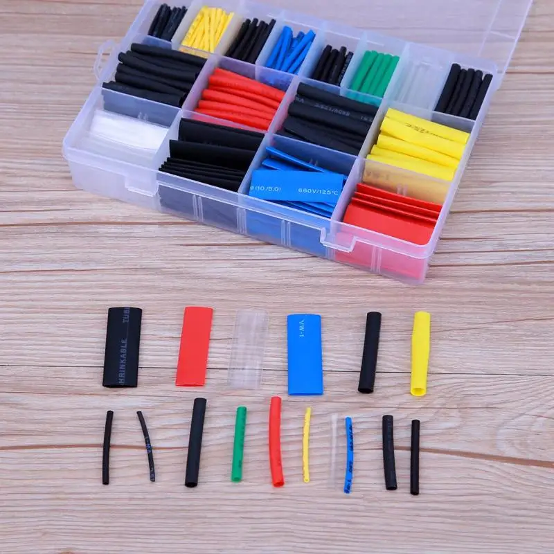 

580pcs/set Heat Shrink Tubing Insulation Shrinkable Tube Assortment Electronic Polyolefin Ratio 2:1 Wrap Wire Cable Sleeve Kit