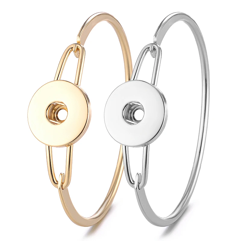 

Vocheng Ginger Snap Jewelry Copper Bangle for 18mm Button Charms Gold and Imitation Rhodium Plated NN-555