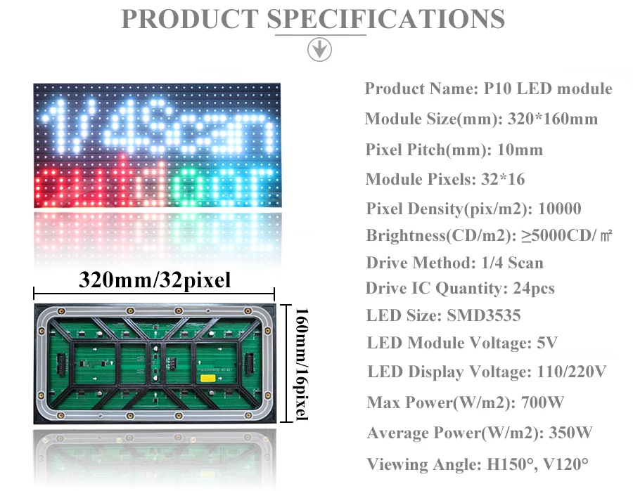 P10 открытый 1/4 сканирования SMD3535 3in1 RGB полный Цвет светодио дный Дисплей модуль 320*160 мм 32*16 пикселей