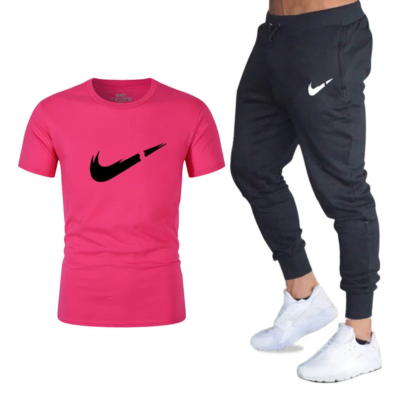 2019New men's round neck fashion spring sports suit sweatshirt + sweatpants men's casual men's sportswear