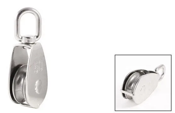 

Stainless Steel 50mm Diameter Single Sheave Swivel Eye Rope Pulley Hoist Tool