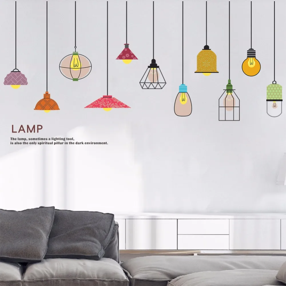 Creative chandelier Wall Stickers Living room Bedroom accessories window background Vintage Light decoration Mural home Decals
