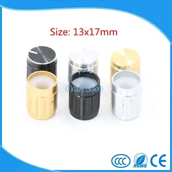 10 Pcs Metal 6mm Hole Dia Light Lamp Dimmer Control Rotary Knob Cap 13x17mm