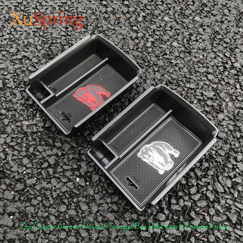

For Skoda Karoq 2017 2018 2019 Car Armrest Center Storage Box Container Glove Organizer Case Door Lock Cover