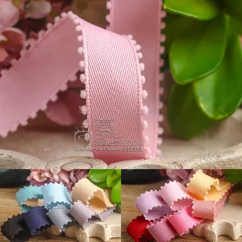 

50/100yards 10/16/25/38mm velvet picot edge polyester cotton chevron korean ribbon for hair bow diy accessories bouquet packing