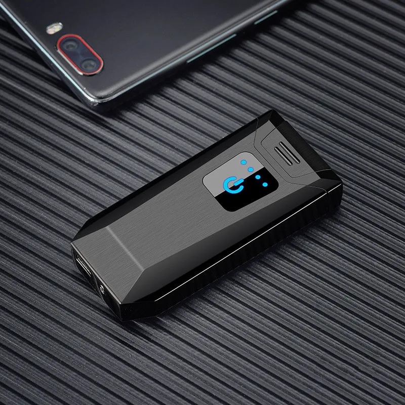

portable Popular of cool People Dual Arc USB Electronic Rechargeable fingerprint Lighter Cross Flame for lighters