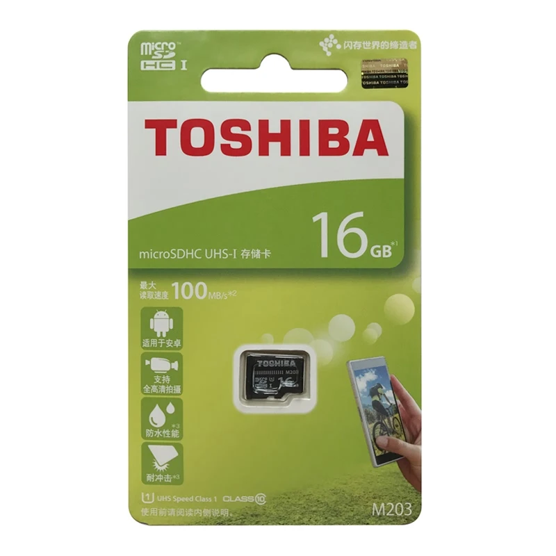 Toshiba tf карты M203 micro SD слот для карт памяти UHS-I 16 Гб U1 Class10 FullHD флэш-карта памяти microSD, microSDHC - Емкость: 16 ГБ