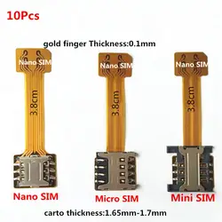 10 шт./лот гибридный двойной Dual SIM Micro SD адаптер для Android extender 2 Nano Micro SIM переходник Xiaomi Redmi samsung Pro