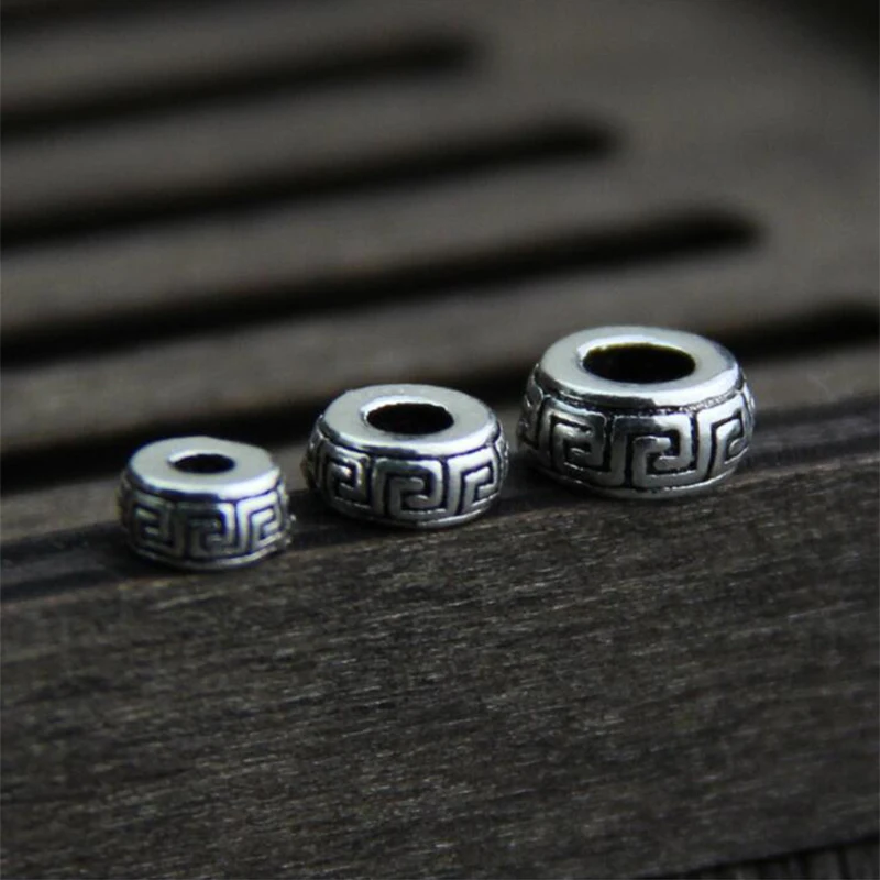 925 Sterling Silver Spacer Bead With Carved Pattern DIY Jewelry Finding For Bracelet Silverware Handmade Low Price Wholesale | Украшения и
