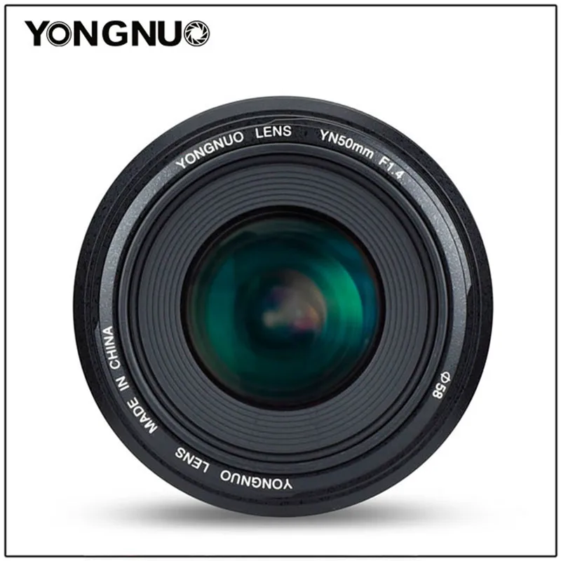 Светодиодная лампа для видеосъемки YONGNUO 50 мм YN50MM F1.4 Стандартный объектив с фиксированным фокусным расстоянием большой апертурой Автофокус для цифровой однообъективной зеркальной камеры Canon EOS 1300D 1200D 1100D 1000D 850D 5DIV 5diii 5D