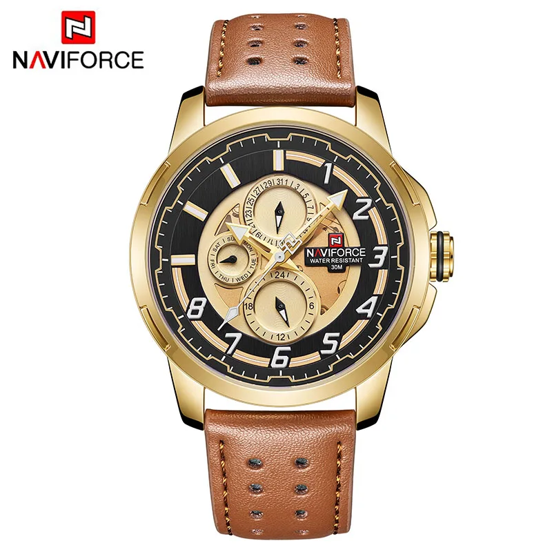 NAVIFORCE кожа для мужчин часы Военная Униформа Спорт водостойкий повседневные