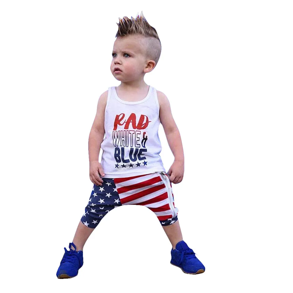 

ARLONEET Newborn Clothes Girls Boys Stars Striped Vest T-Shirt 4th Of July Outfits Set Girl 1 to 4 Years Drop Shipping 30S428