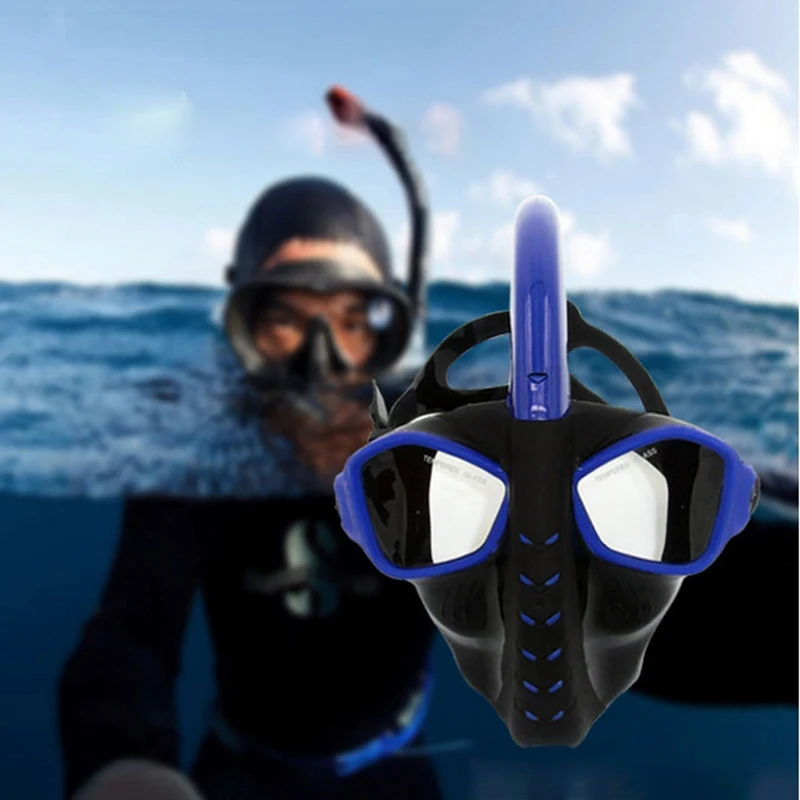 Маска на все лицо для подводного плавания. Полнолицевая маска для дайвинга. Full face Diving Mask. Подводная маска с трубкой. Маска для плавания под водой.