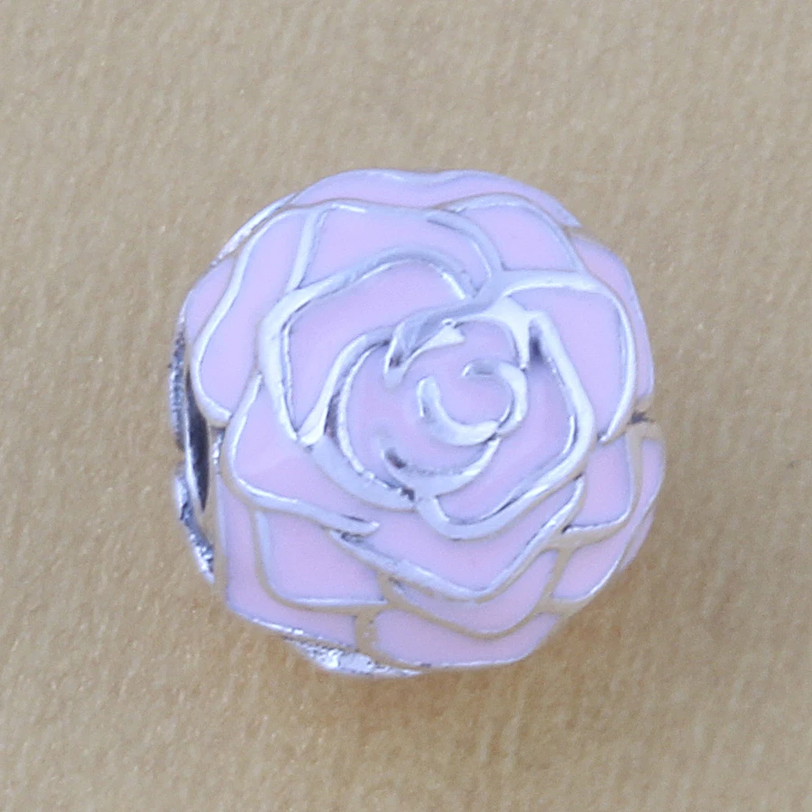 

Enamel Rose Silver Clip Charm Beads Authentic 925 Sterling Silver Fits European Pandora Style Charm Bracelets Bangles