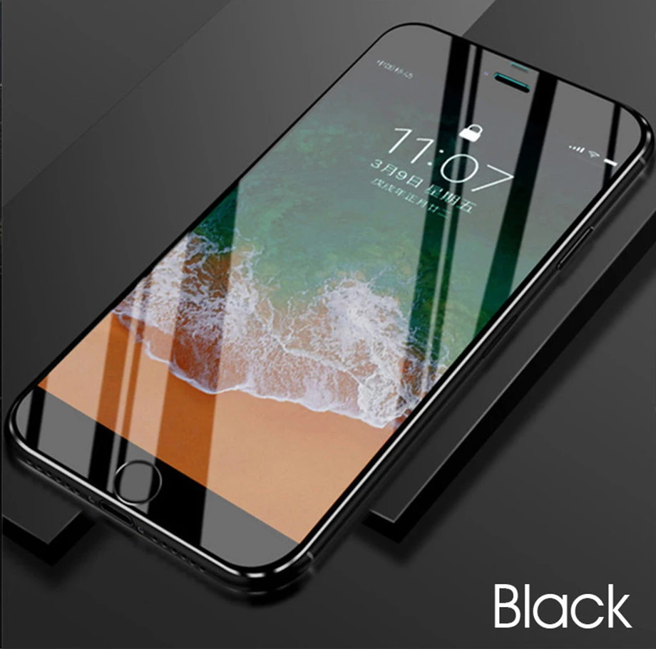 Закаленное стекло с металлическими краями для Apple iPhone 11 Pro Max X XR XS Max 7 8 6 6s Plus, полное покрытие, Защитная пленка для экрана