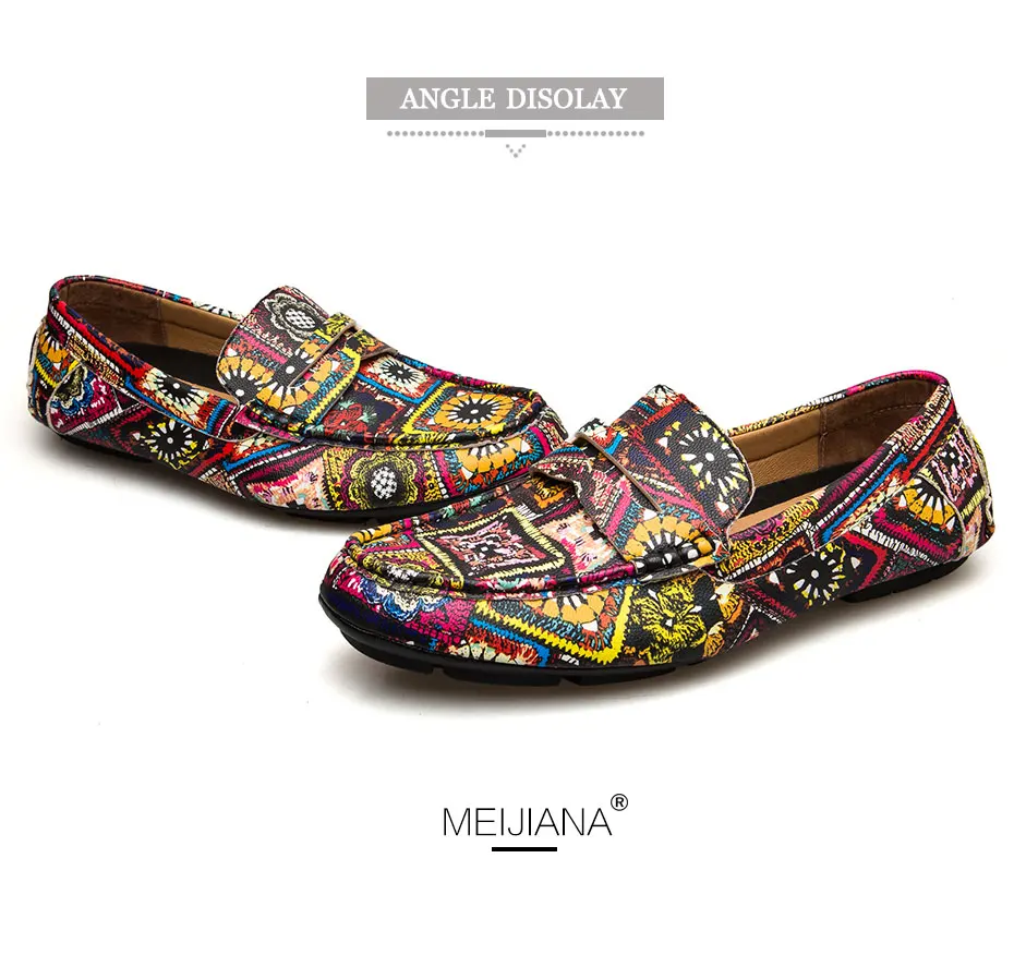 MEIJIANA Brand Leather Men Flats New Men Casual Shoes High Quality Loafers Driving Shoes Colorful Fashion Boat Shoes