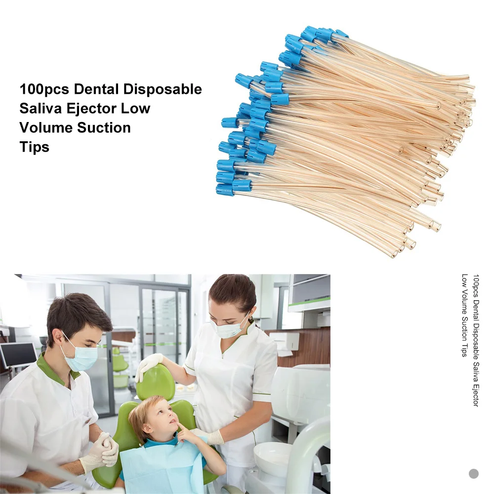 

100pcs Dental Disposable Saliva Ejector Low Volume Suction Tips Aspirator Tube Oral Care Tool