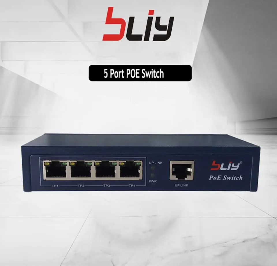 Bliy 100 Мбит/с 5 Порты и разъёмы 48 v POE коммутатор Открытый 4 RJ45 Порты и разъёмы 1 восходящем Oem Smart Pover Over Ethernet сетевой модуль порта вызова Волокна