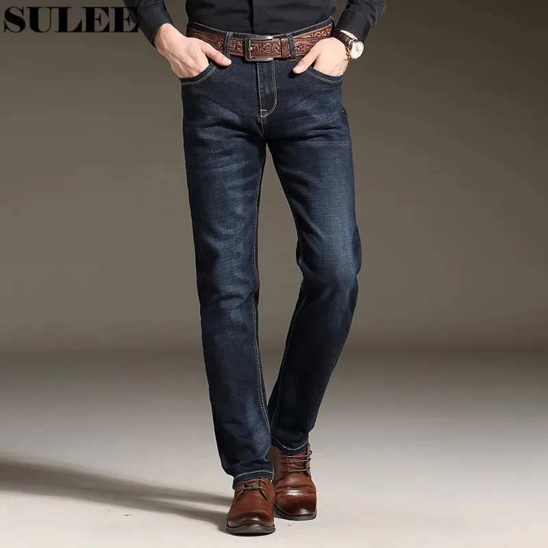 Sulee бренд Джинсы для женщин Новинка 2017 года Для мужчин Эластичный Хлопковые джинсы мода тонкий мужской Байкер Большой Размер (42) отдыха