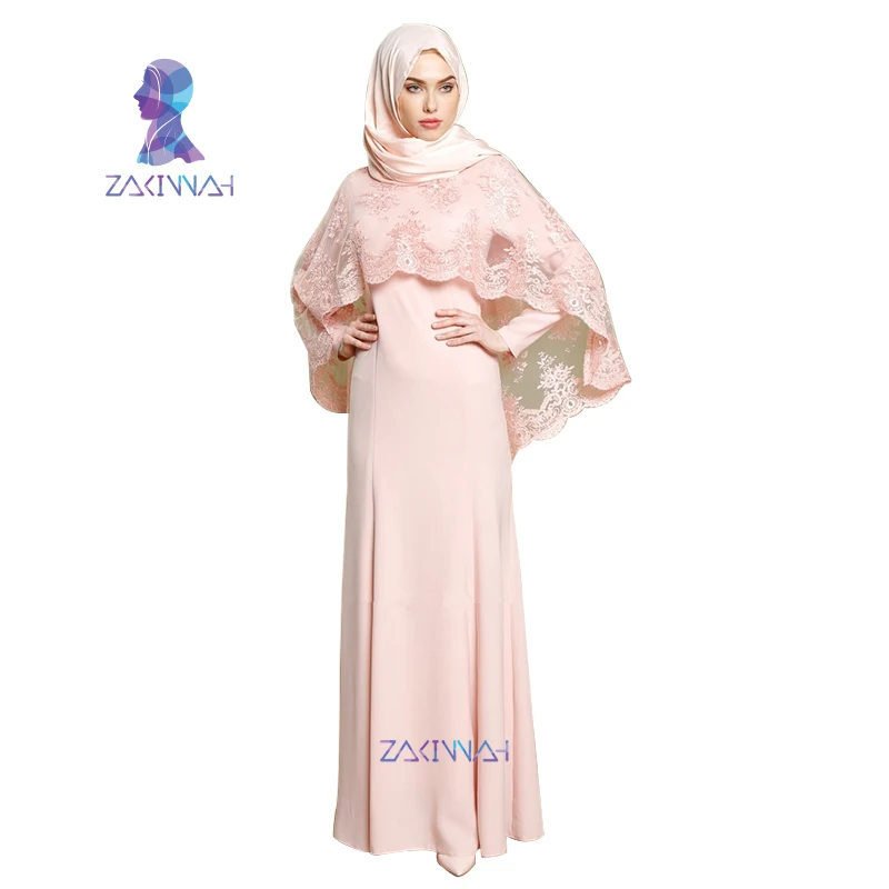 

Zakiyyah Muslim Maxi Dress Abaya Embroidery Lace Long Robe Gowns Middle East Gowns Kimono Jubah Ramadan Kaftan Islamic Clothing
