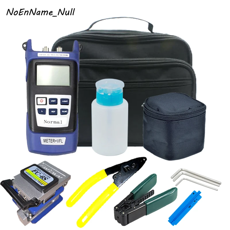 

11PCS FTTH fiber optic tool kit FC-6S Fiber Cleaver Stripping Pliers Optical Muilt-meter built in OPM 15km Visual Fault Locator