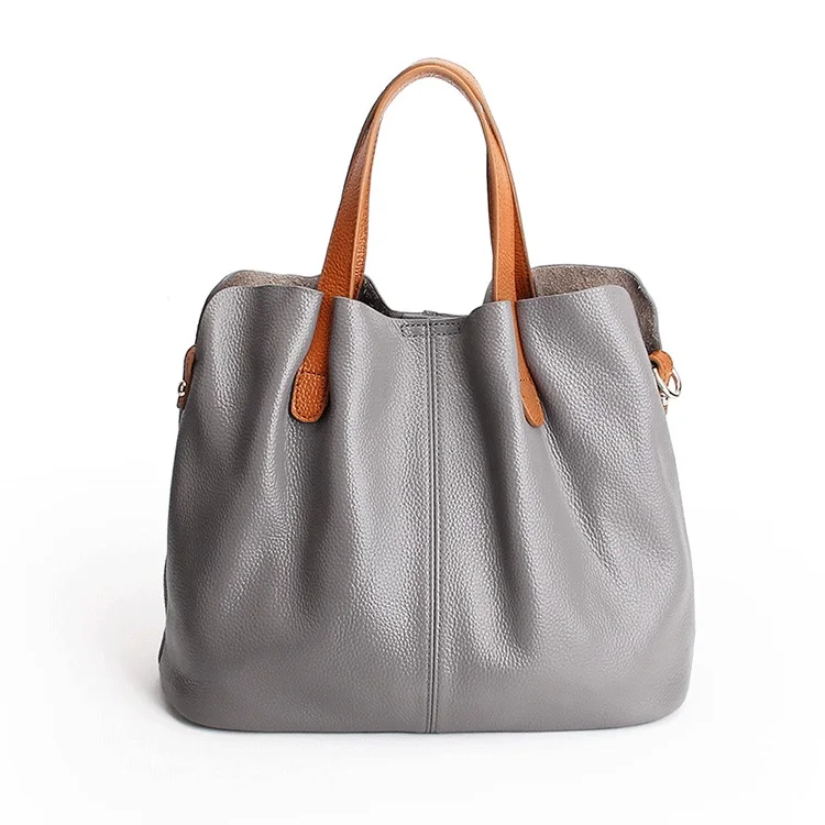 Новая мода, известный бренд, дизайнерская большая сумка через плечо, клатч, сумки для женщин, сумка из натуральной кожи, Сумка Хобо, женская сумка - Цвет: Gray