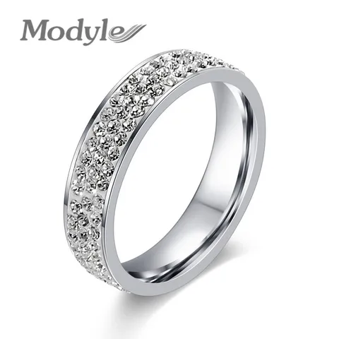 Brand Crystal Ring Gold-Color Stainless Steel Ring Engagement Rings for Women Wedding ring