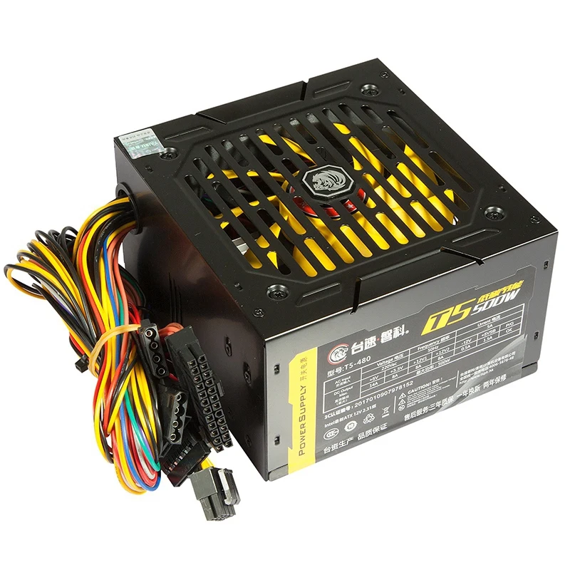 

140-260V Max 500W Power Supply Computer Pc Cpu 12V 20+4Pin 120Mm Silent Fan Pcie-E Sata Power Adapter For Intel Amd Computer U