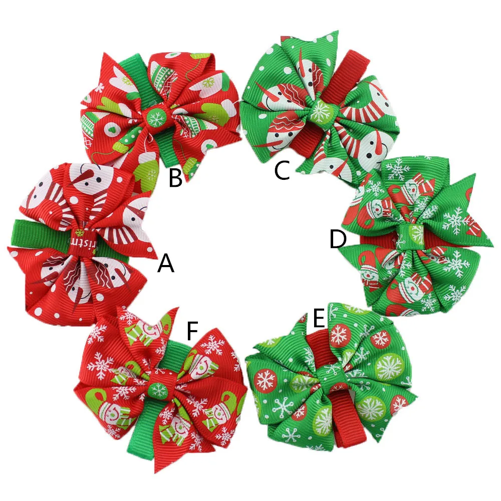 Wholesale Christmas Bow with Hair clips Grosgrain Ribbon bows Baby Girl