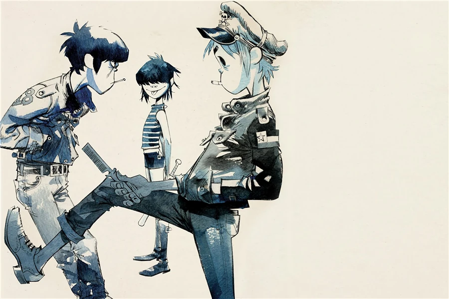 На заказ, на холсте, художественные Gorillaz плакат Gorillaz музыкальная группа настенные наклейки обои с узором «лапша» руссель Мурдок Фреска 2D Декор для спальни#2833