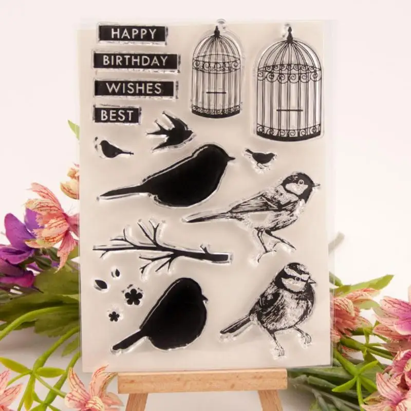 Transparent Stamp Silicone Seal Bird Cage Seal Tableware for DIY Scrapbooking Album Craft Card Making Gift