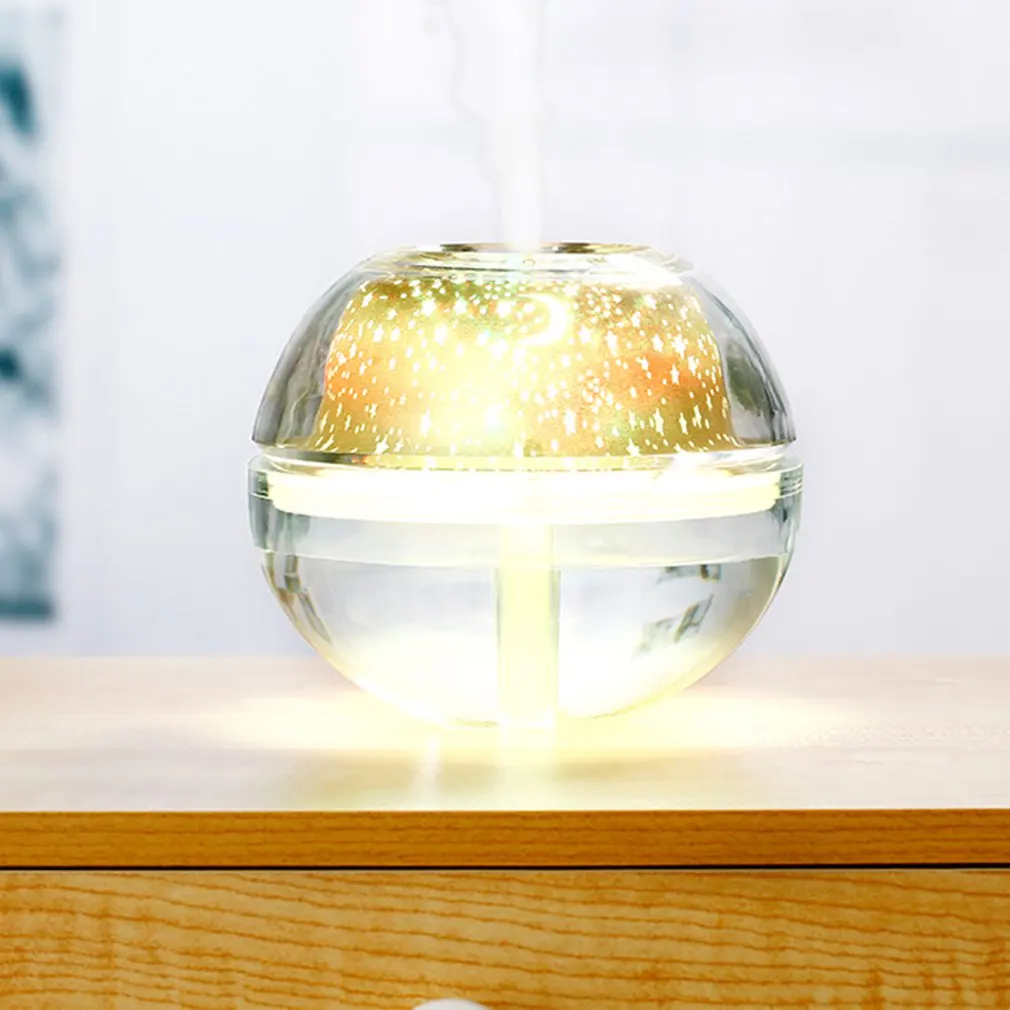 USB увлажнитель воздуха диффузор эфирного масла светодиодный светильник-проектор Хрустальная Ночная лампа портативный домашний мини-увлажнитель воздуха - Цвет: golden