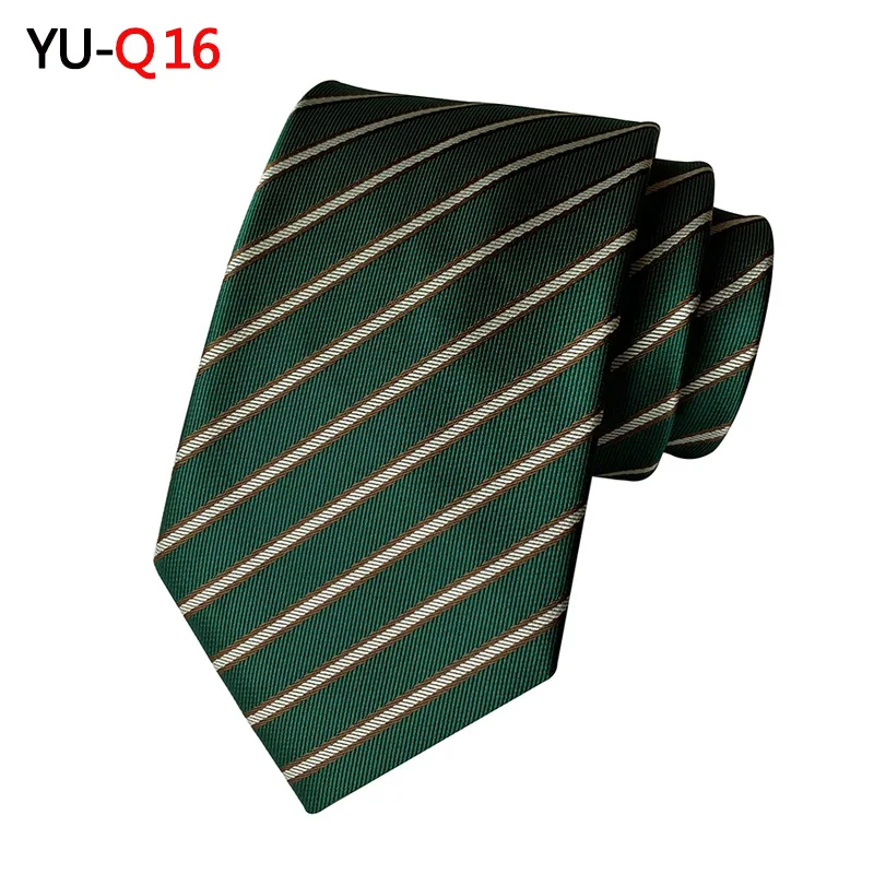Новые галстуки для мужчин 8 см роскошный Шелковый жаккардовый переплетенный галстук формальное платье полосатый рабочий Свадебный галстук gravata аксессуары - Цвет: YU-Q16