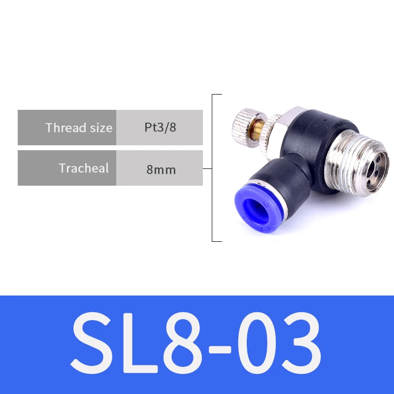 1 шт. газовый ограничительный клапан для воздушного потока Быстрый фитинг SL 4 мм 6 мм 8 мм 10 мм 12 мм шланг для воздушного фитинга 1/" 1/8" 3/" 1/2" BSPT контроллер - Цвет: SL8-03