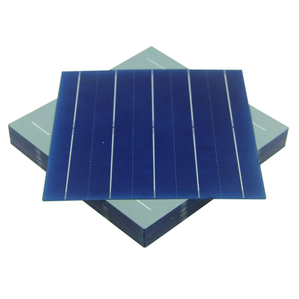 100 Pcs 4.5W 156MM Photovoltaic Polycrystalline Solar Cells 6x6 For DIY Solar Panel System