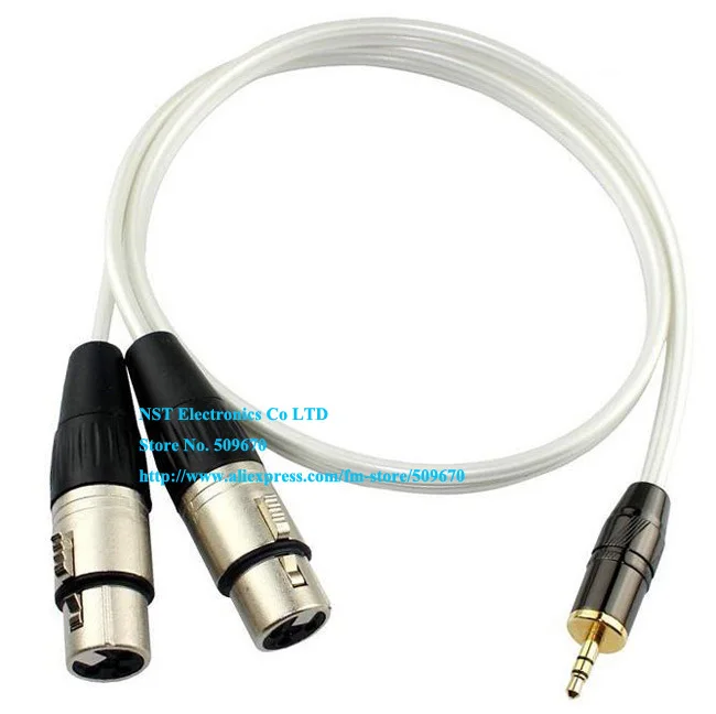 Copper Gold Plated 3.5MM Stereo Male to Two XLR 3Pin Female Mic Microphone Extension Cable About